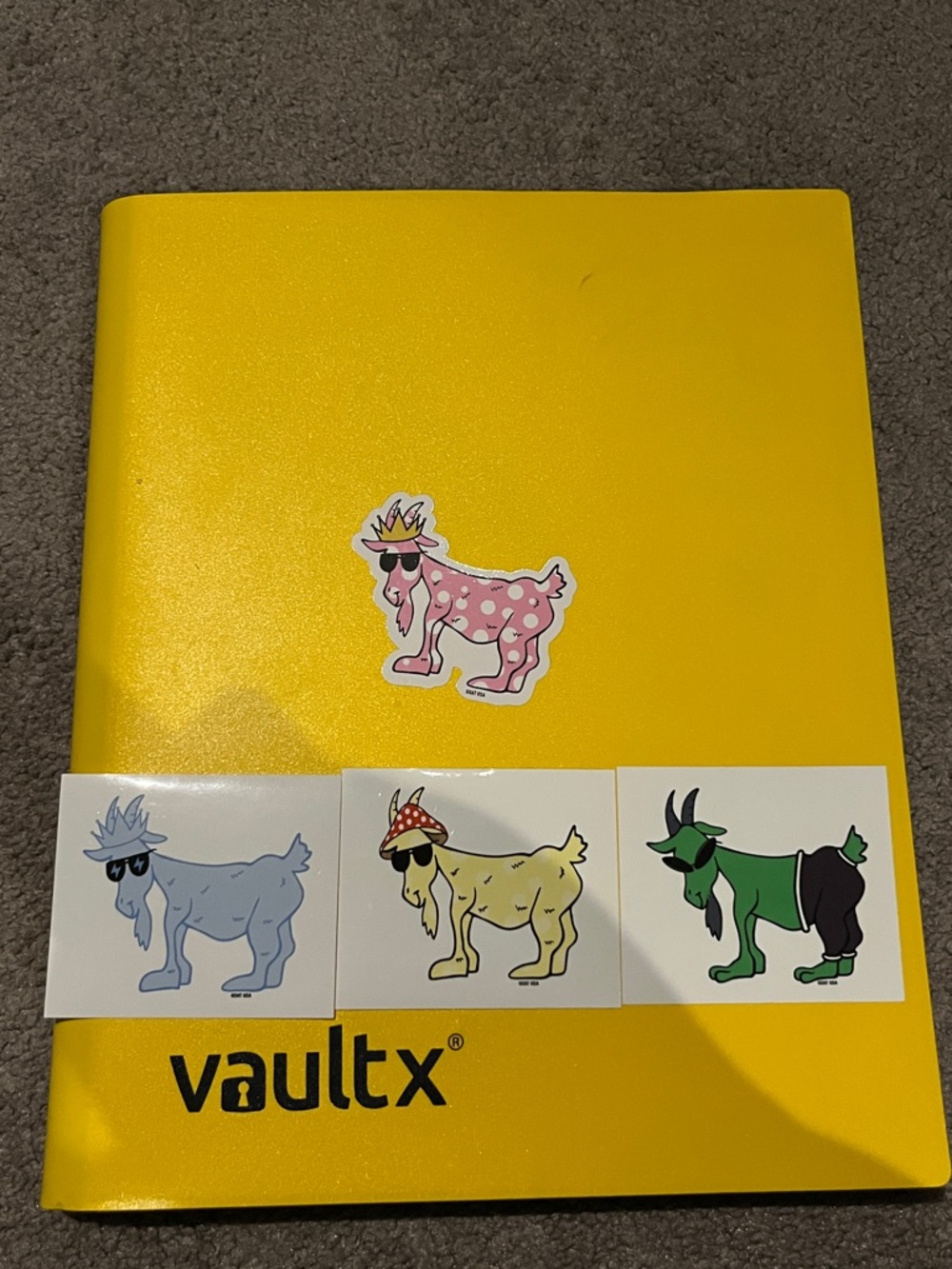 Vaultx Kids Sticker Pack - Yellow Notebook with Colorful Goat Stickers